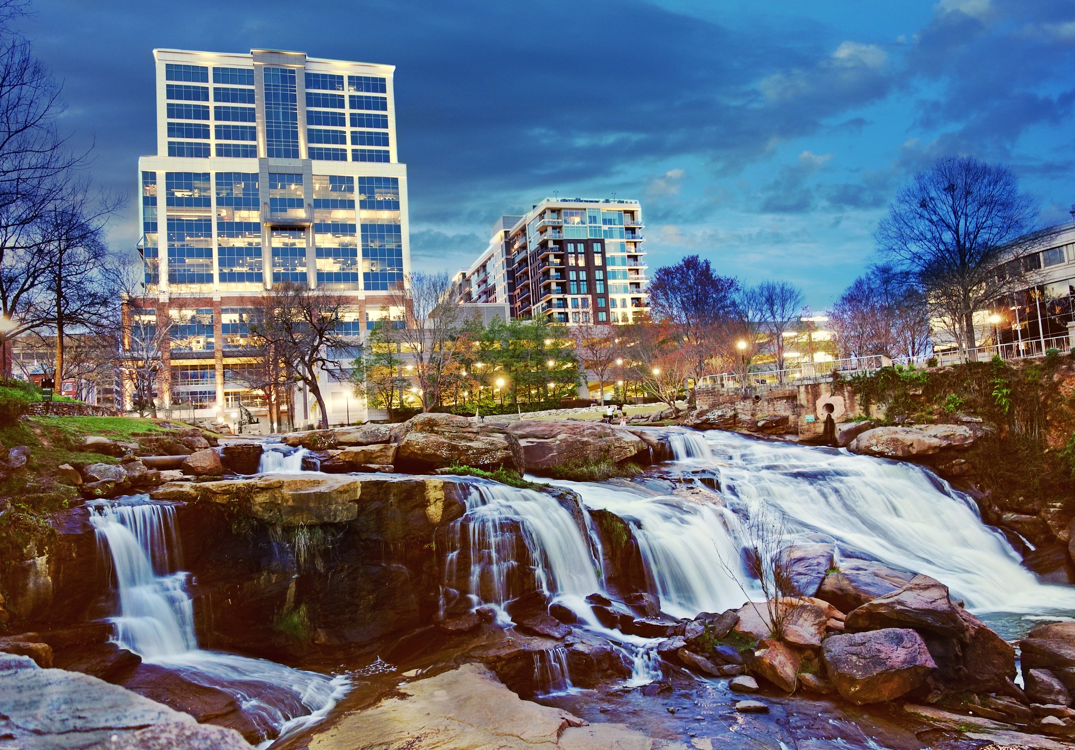 The Reedy River in Falls Park, in the Center of Downtown Greenvi